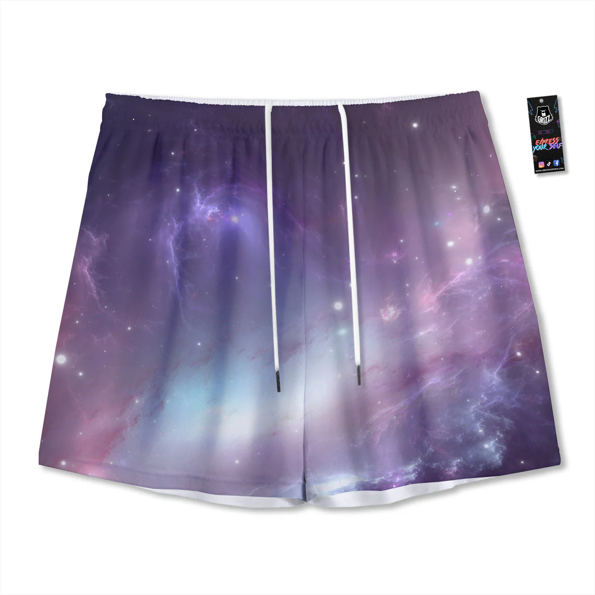 Space Cosmic Print Mesh Shorts
