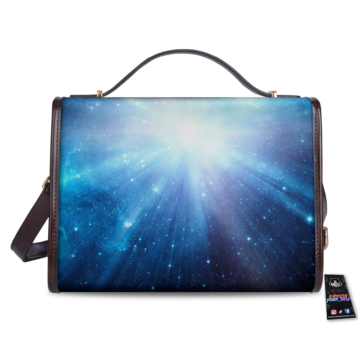 Space Light Blue Print Women's Satchel Bag - Image 2