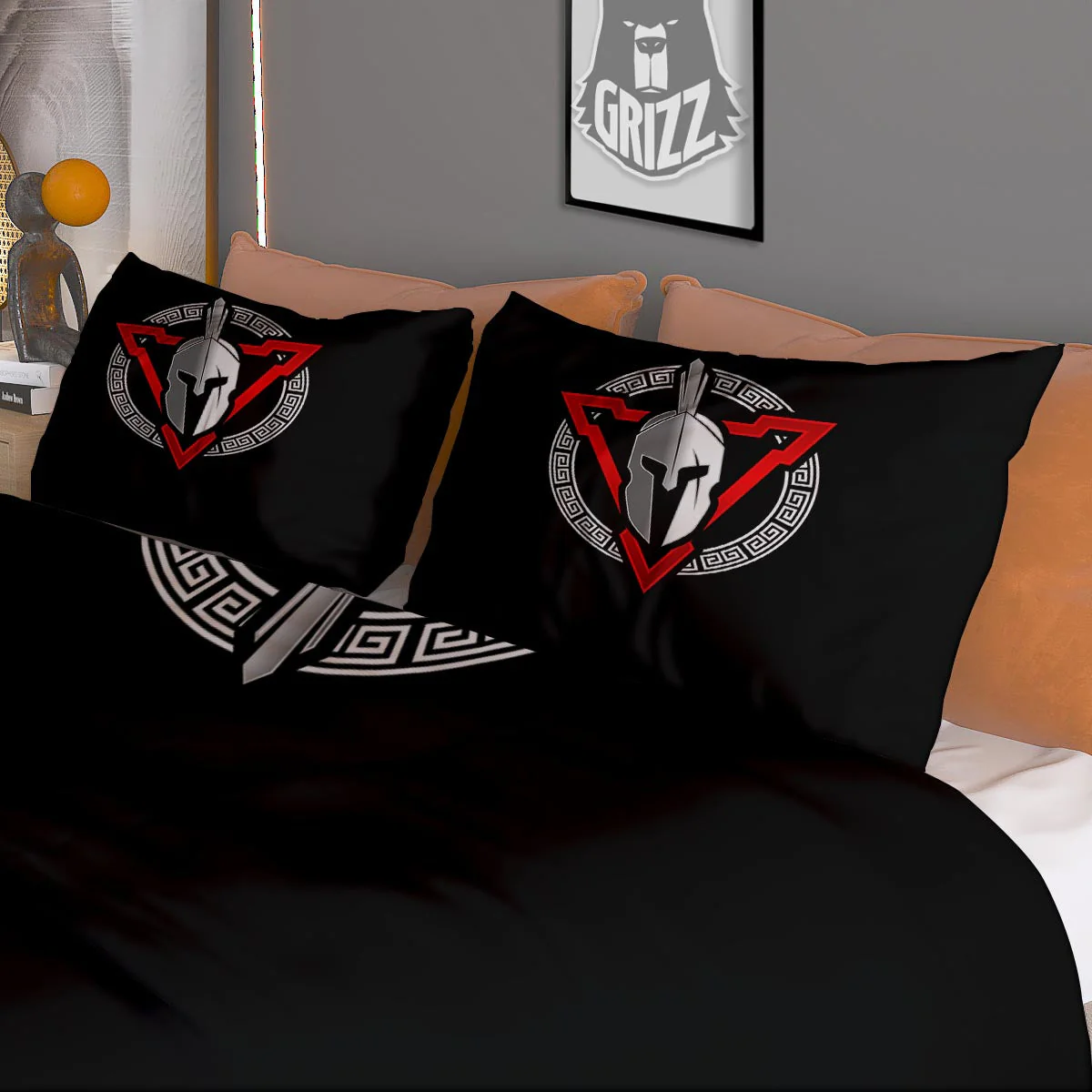 Spartan Red And White Print Duvet Cover Bedding Set - Image 3