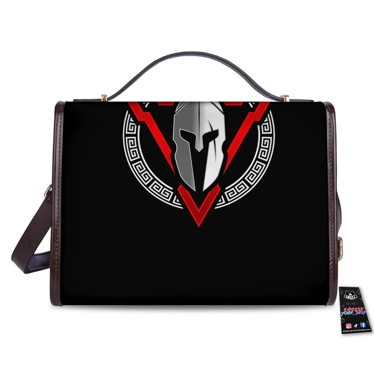 Spartan Red And White Print Women's Satchel Bag - Image 2