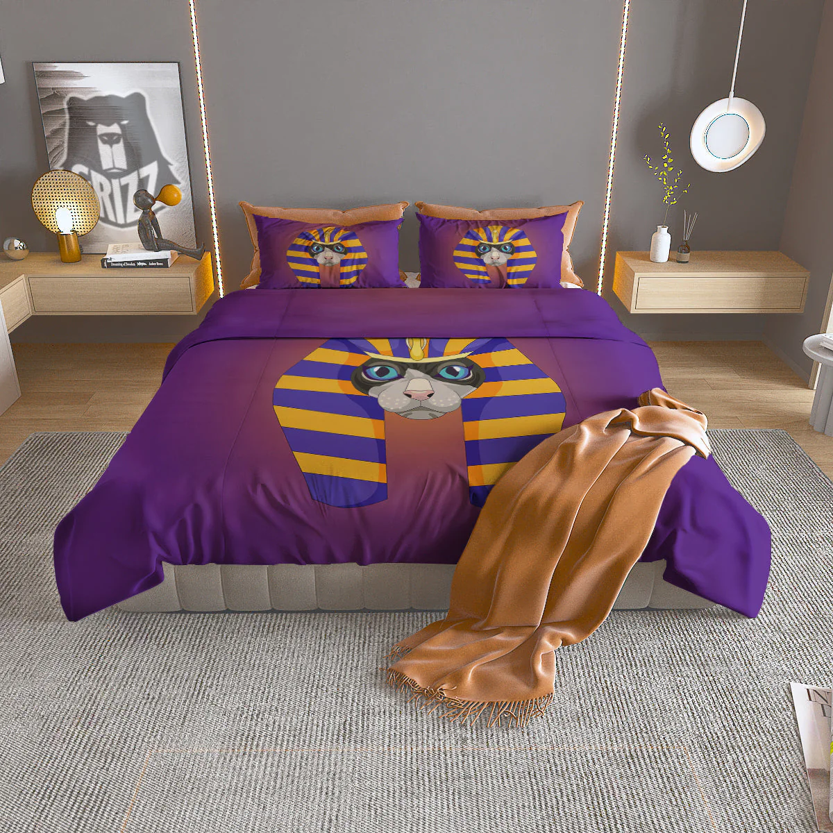 Sphynx Cat Pharaoh Print Duvet Cover Bedding Set