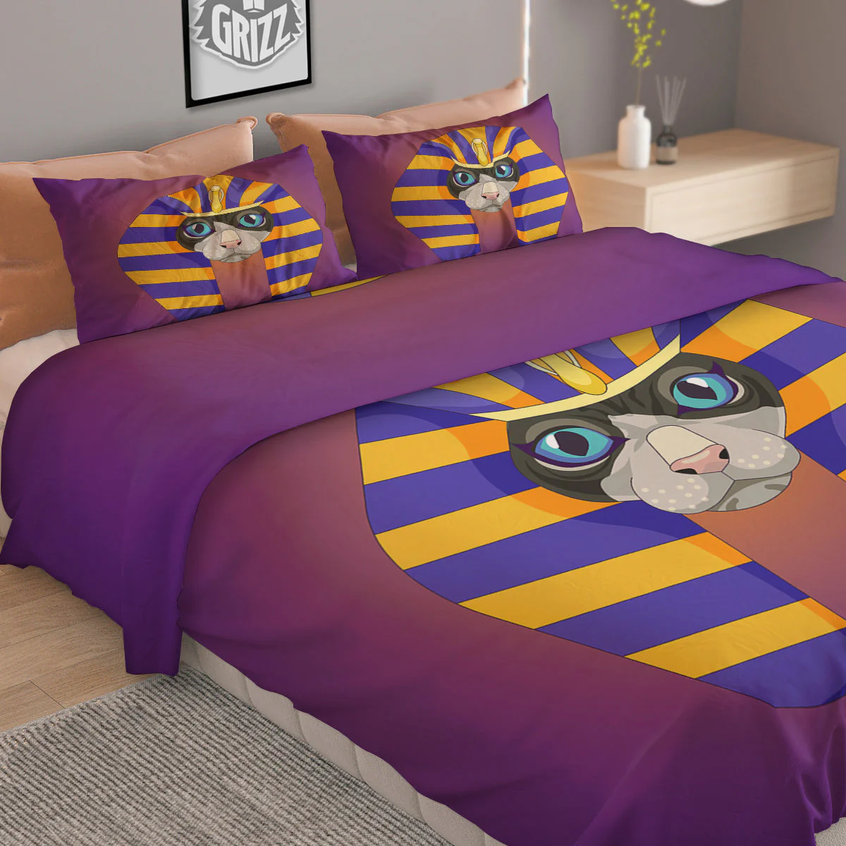 Sphynx Cat Pharaoh Print Duvet Cover Bedding Set - Image 2
