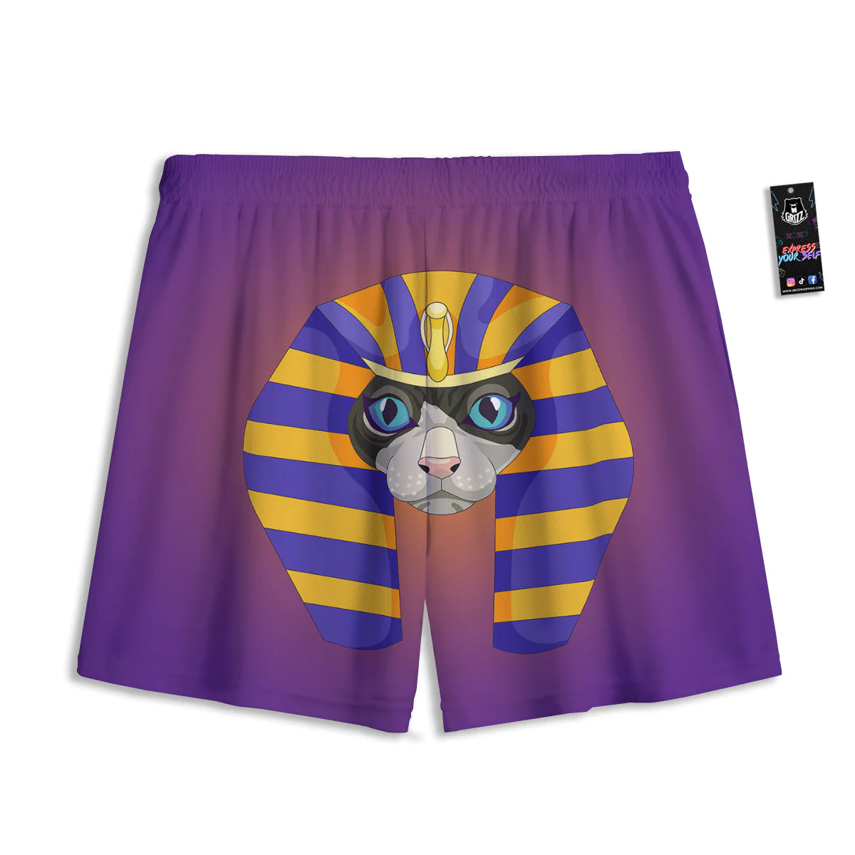 Sphynx Cat Pharaoh Print Mesh Shorts - Image 2