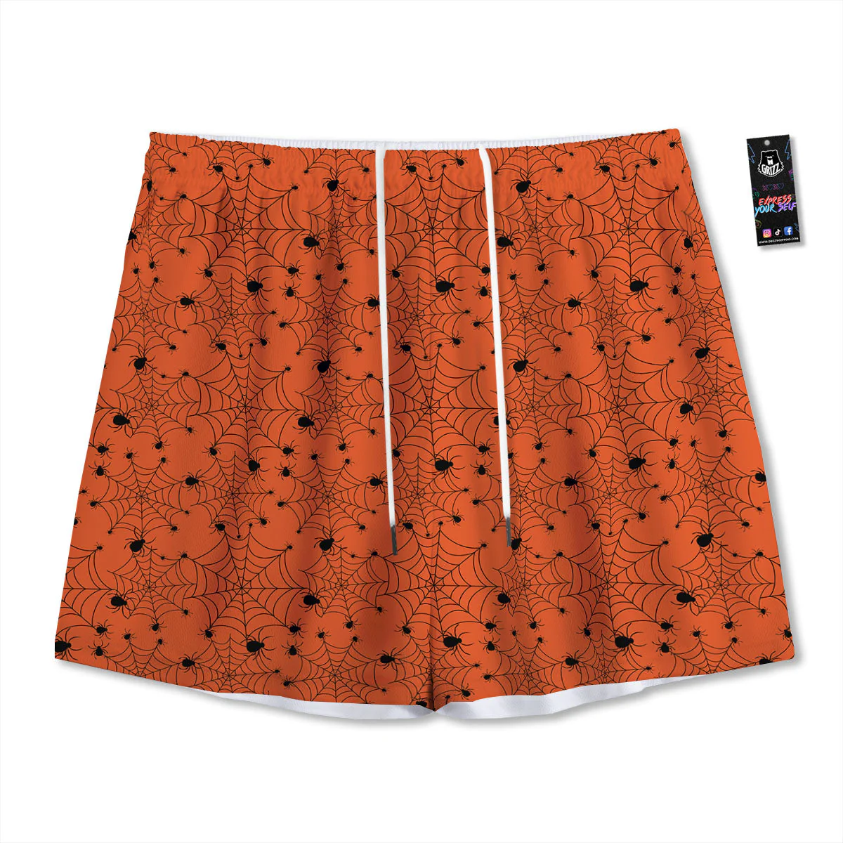 Spider Halloween Print Pattern Mesh Shorts