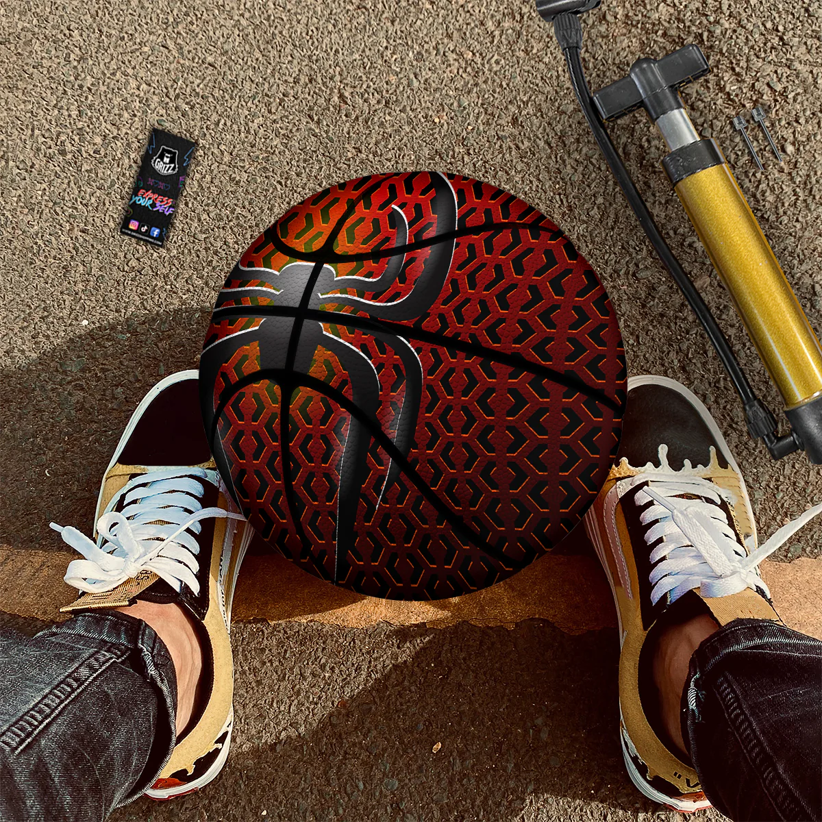 Spider Icon on Red Metal Print Basketball - Image 2