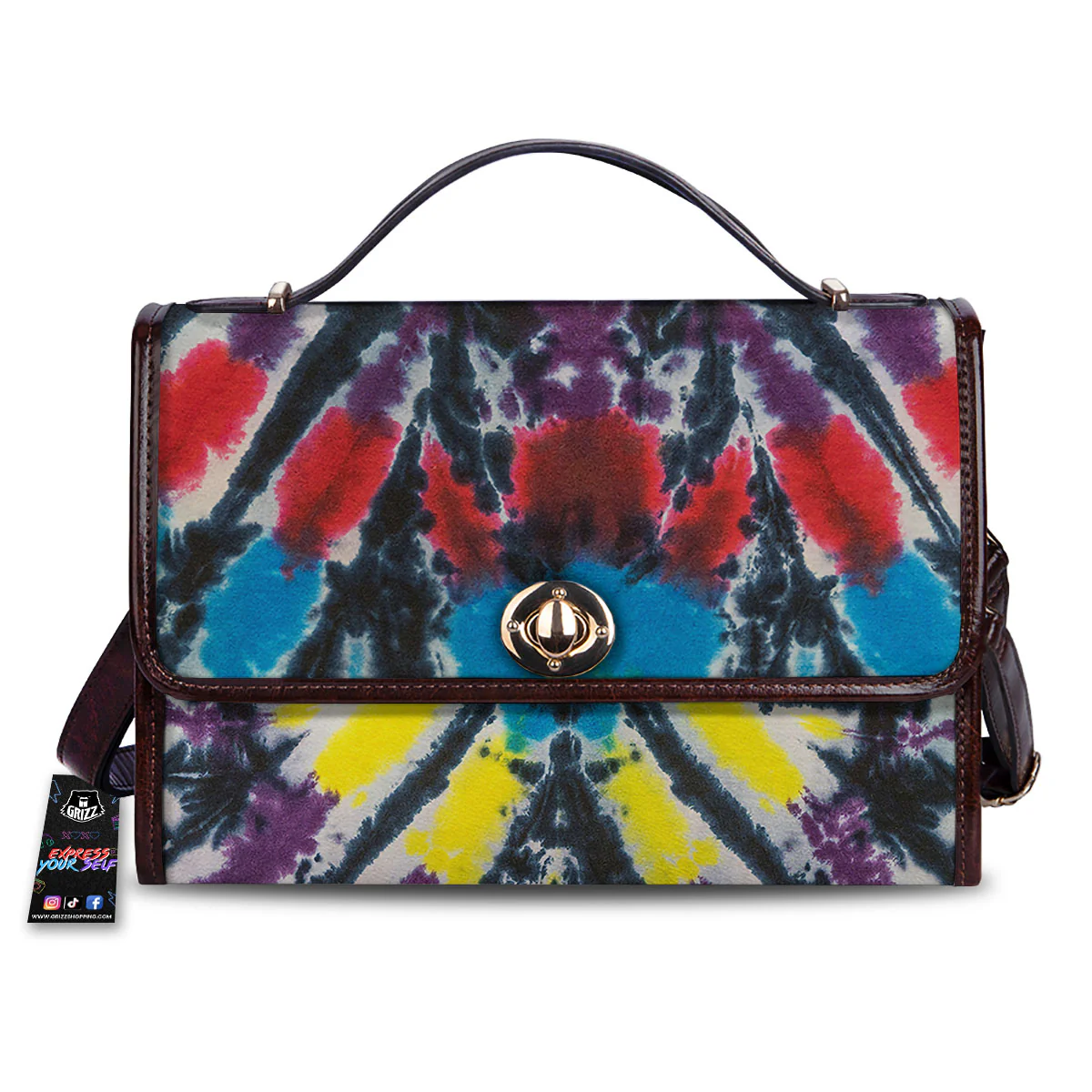 Spider Tie Dye Blue And Red Print Women's Satchel Bag