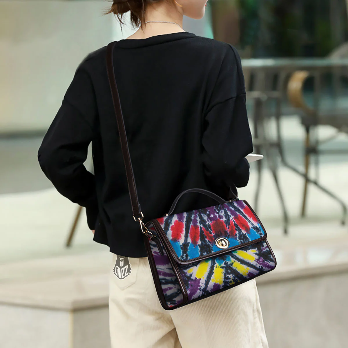 Spider Tie Dye Blue And Red Print Women's Satchel Bag - Image 3