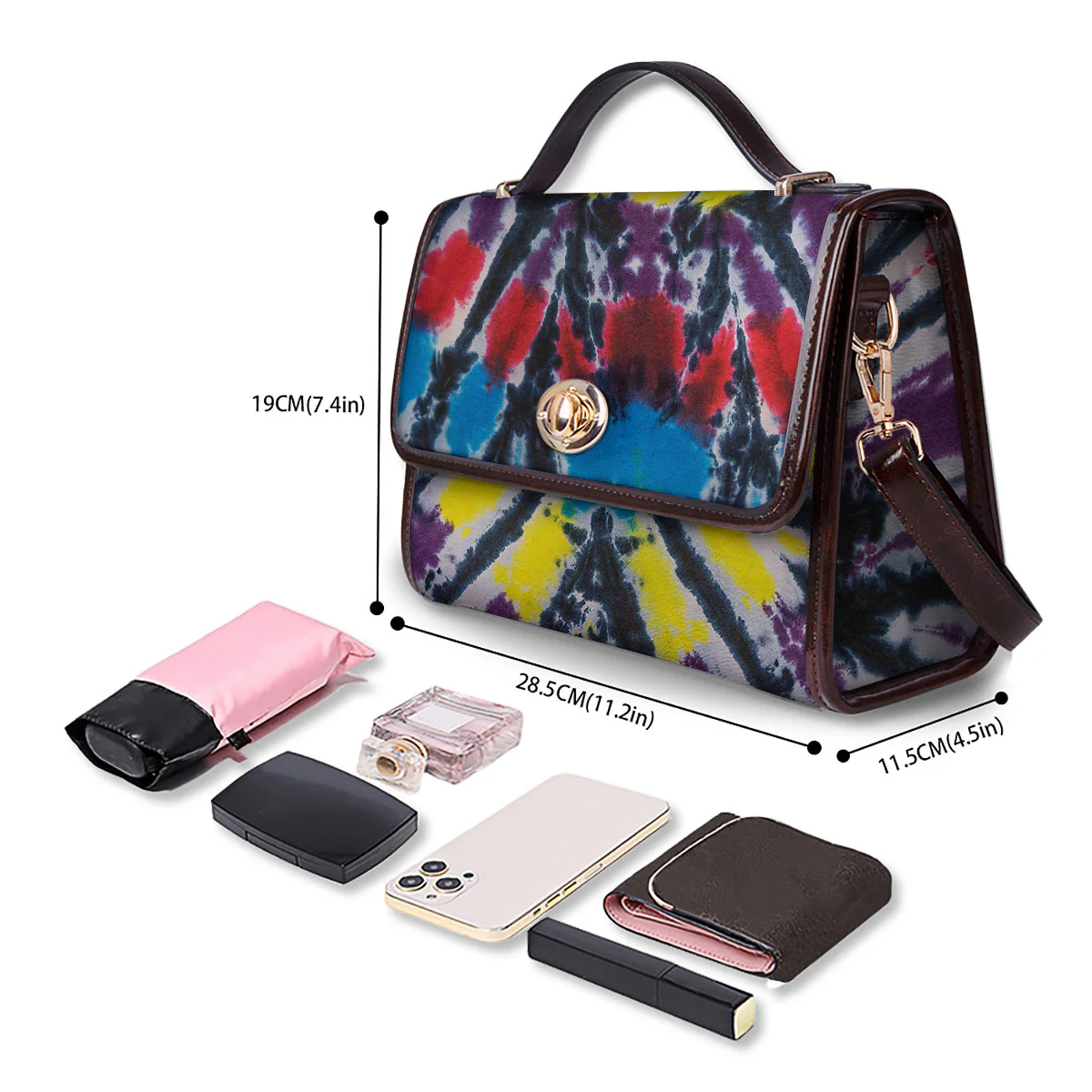 Spider Tie Dye Blue And Red Print Women's Satchel Bag - Image 4