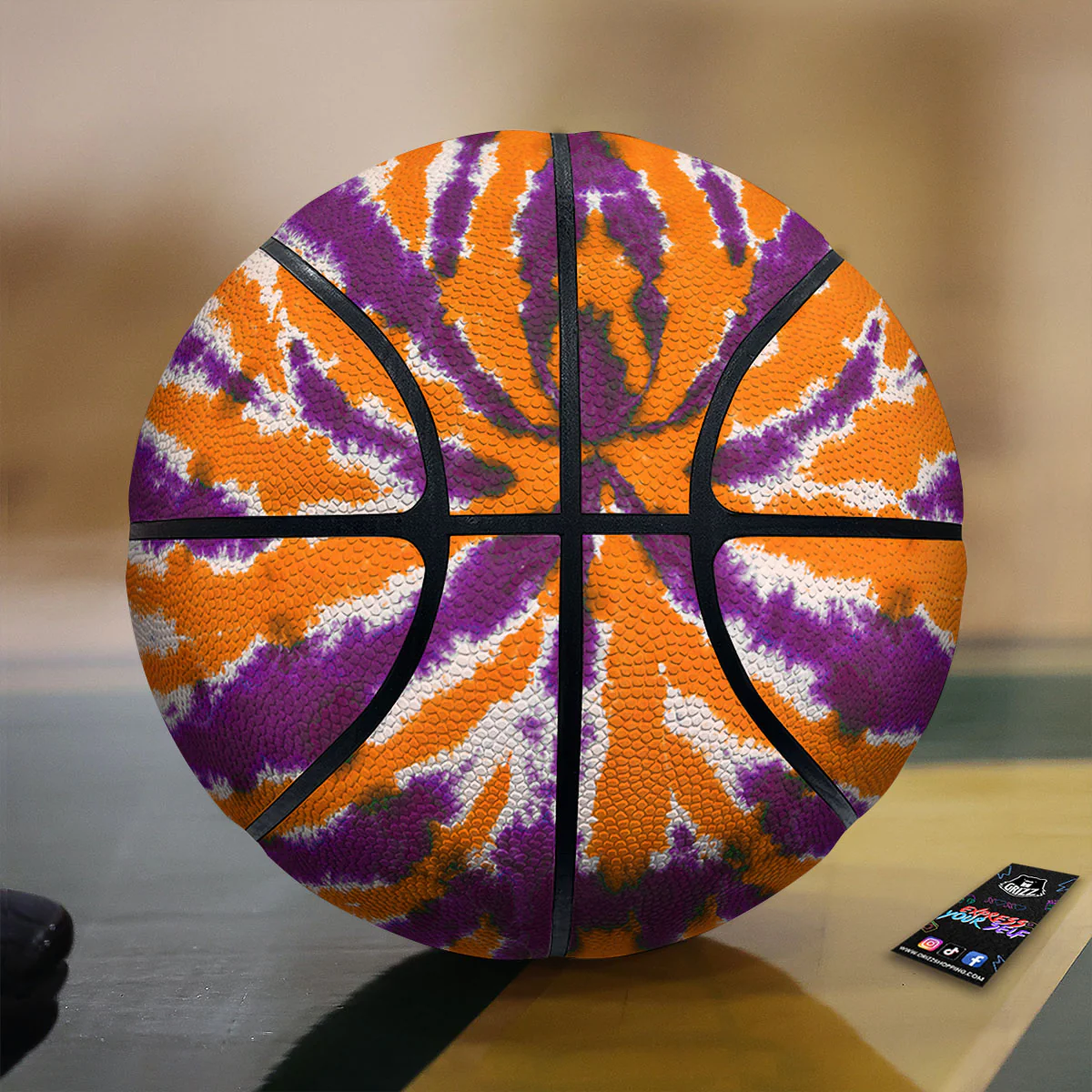 Spider Tie Dye Orange And Purple Print Basketball