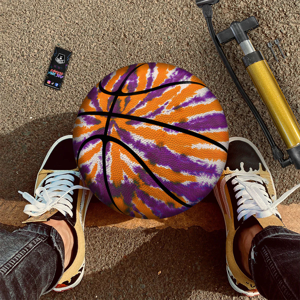 Spider Tie Dye Orange And Purple Print Basketball - Image 2