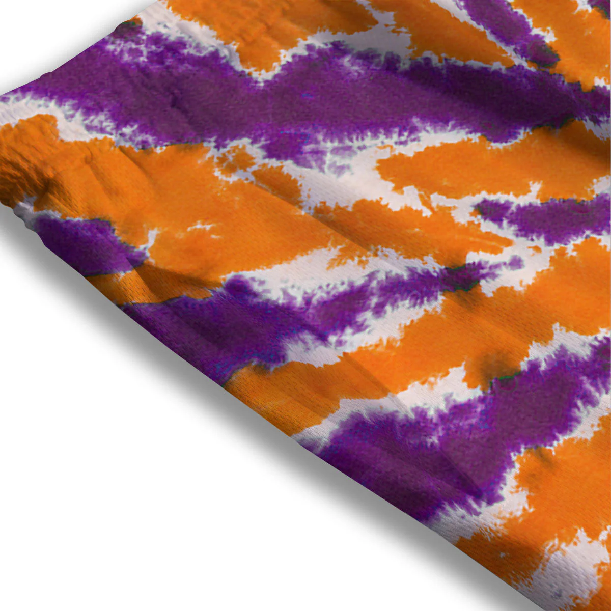 Spider Tie Dye Orange And Purple Print Mesh Shorts - Image 3