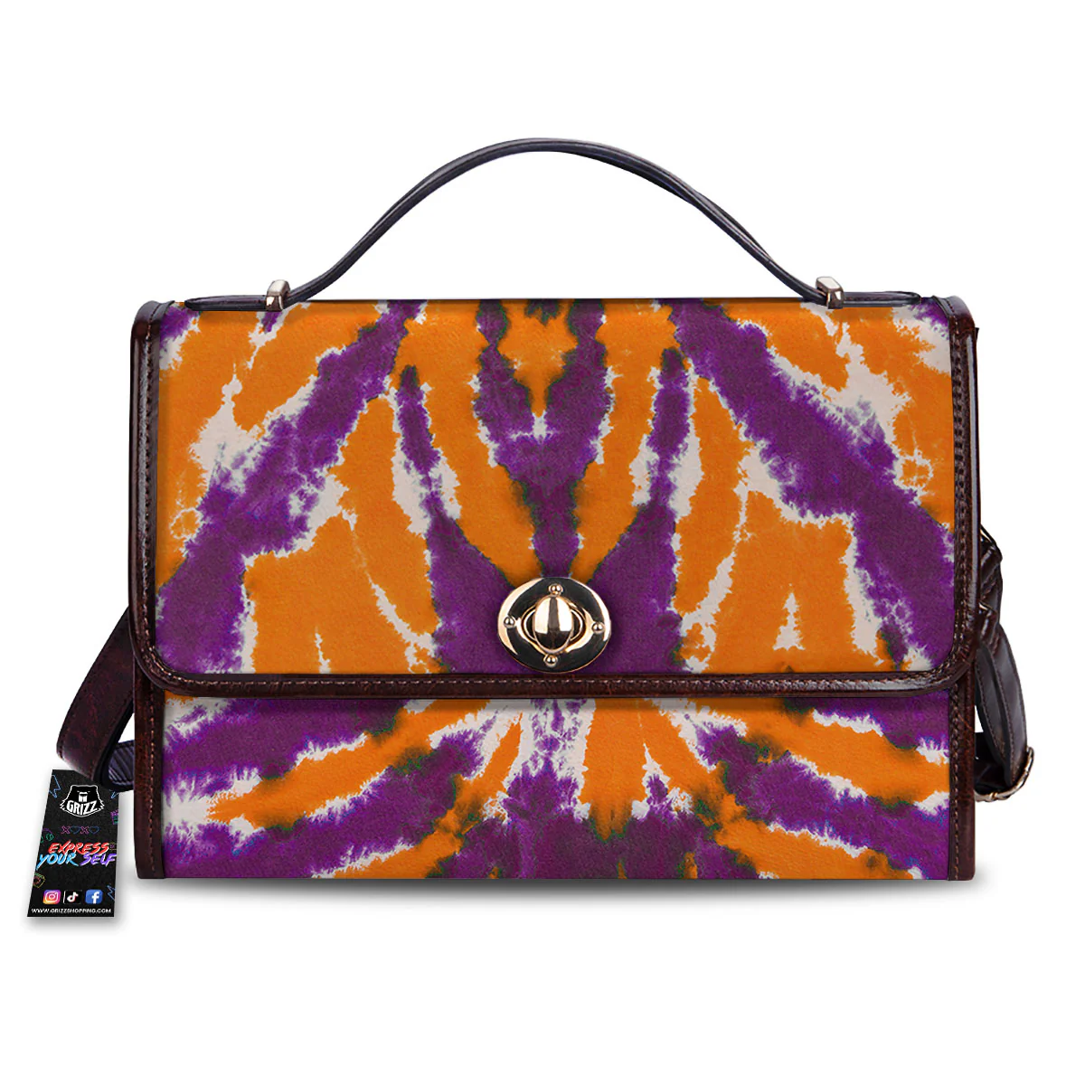 Spider Tie Dye Orange And Purple Print Women's Satchel Bag