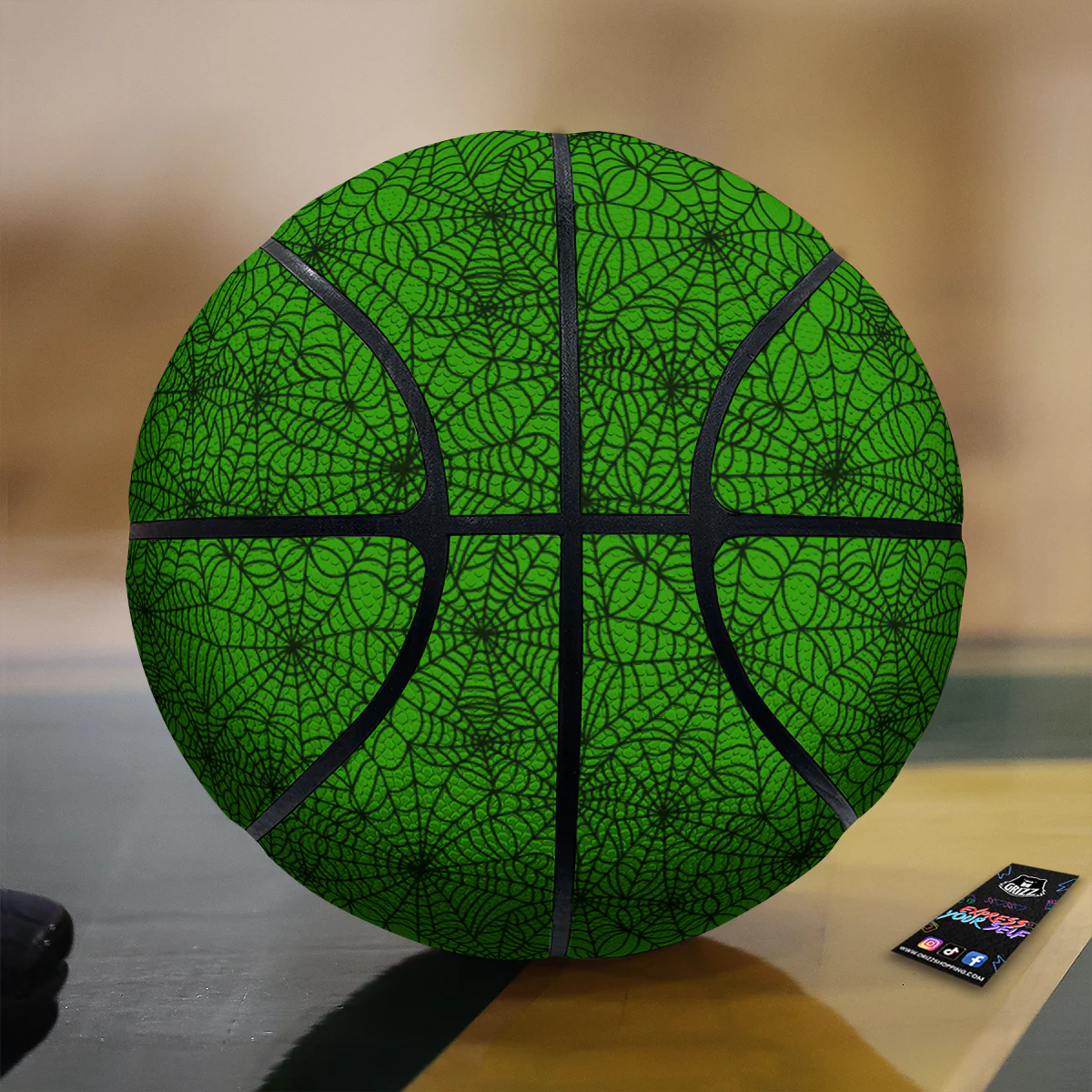 Spider Web Green And Black Print Pattern Basketball