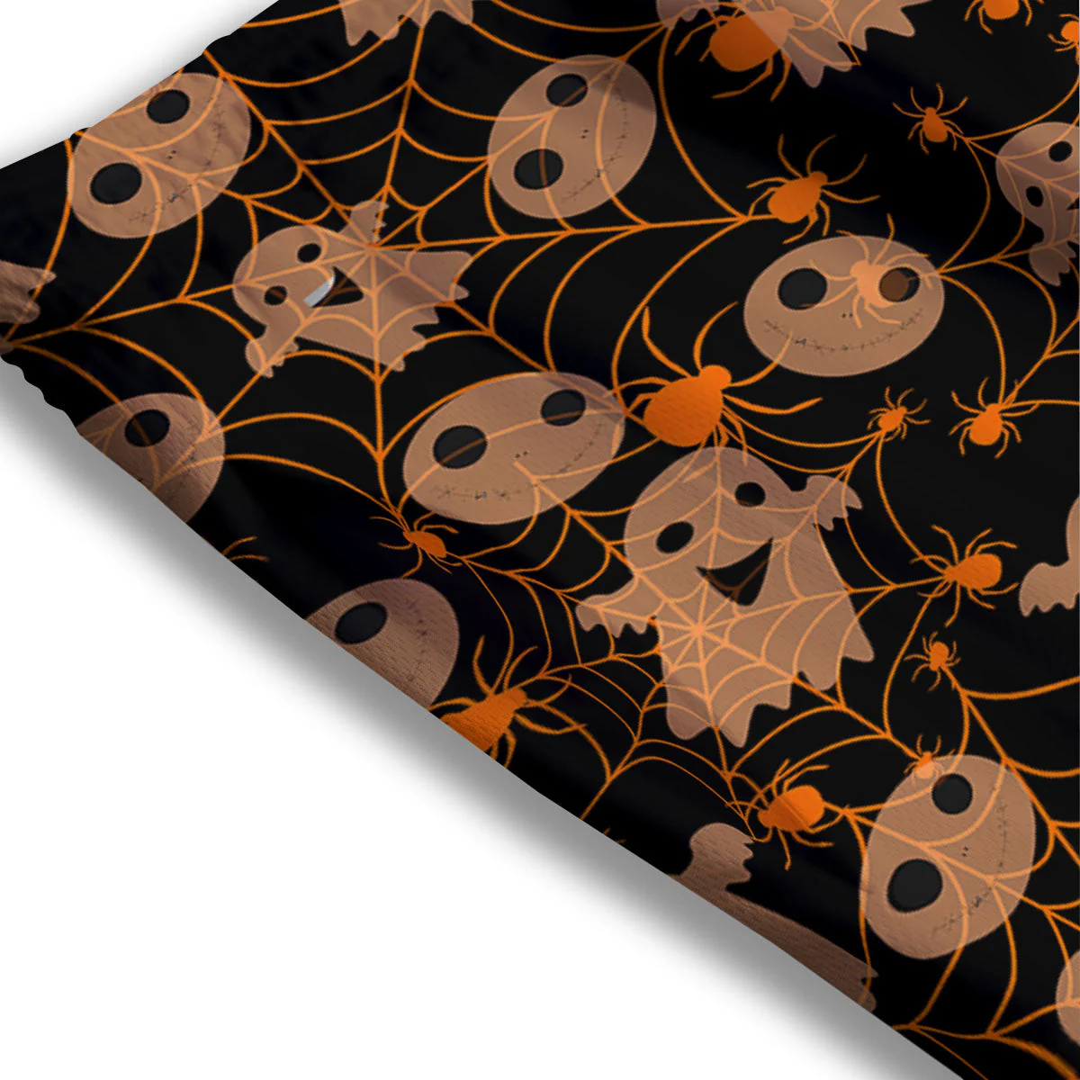 Spider Web Halloween Print Pattern Mesh Shorts - Image 3
