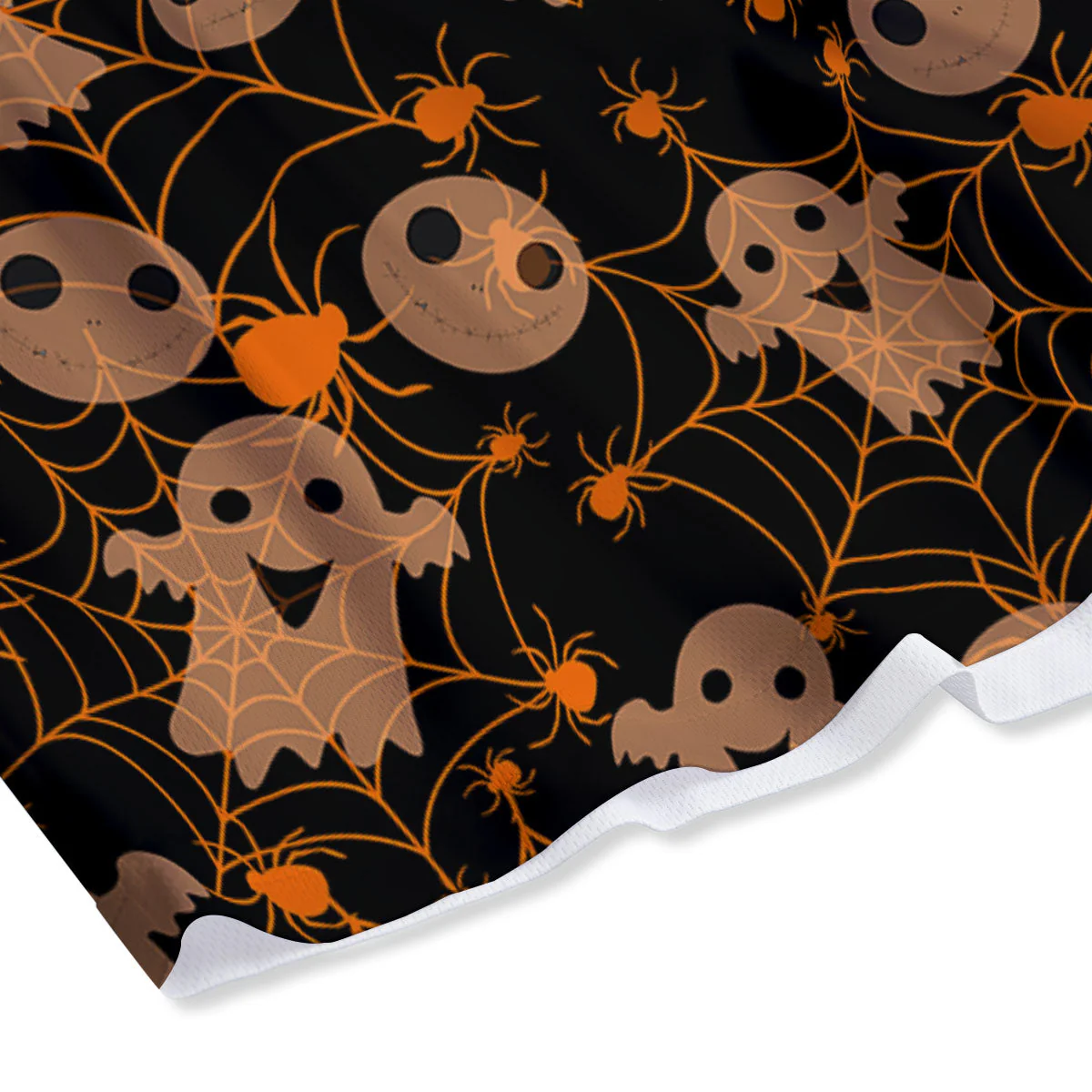 Spider Web Halloween Print Pattern Mesh Shorts - Image 4