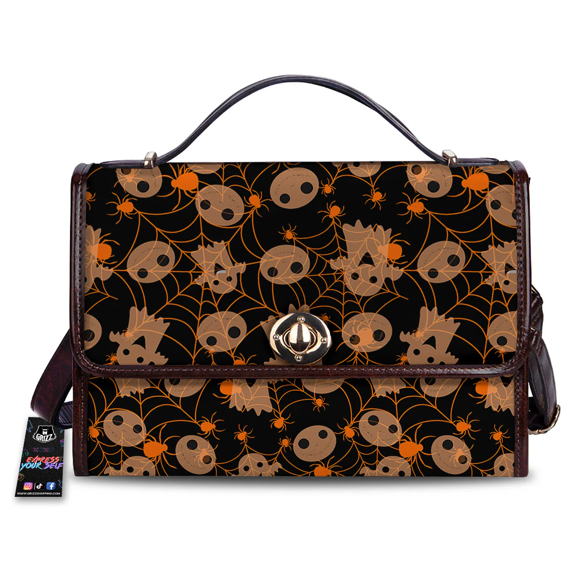 Spider Web Halloween Print Pattern Women's Satchel Bag