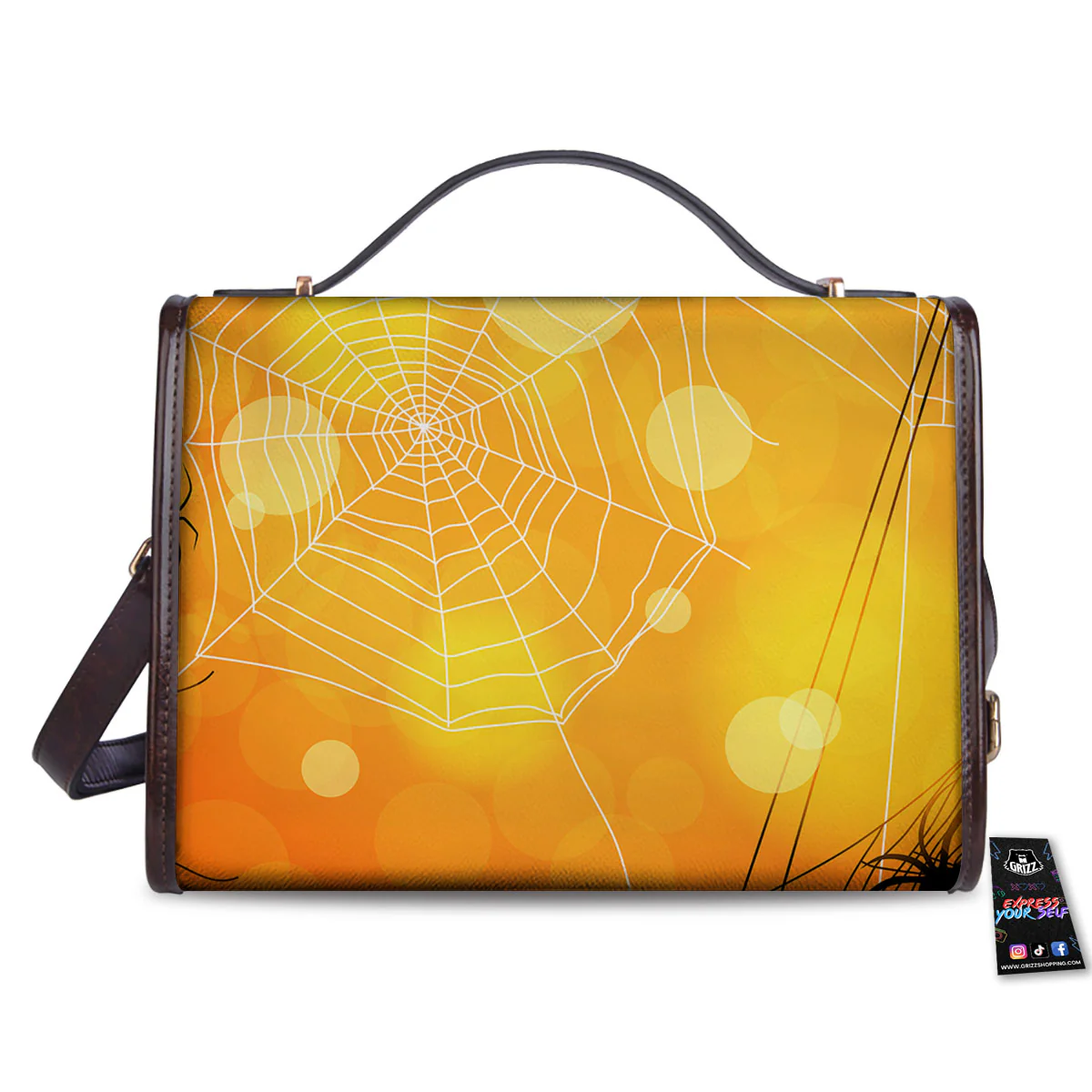 Spider Web Halloween Print Women's Satchel Bag - Image 2