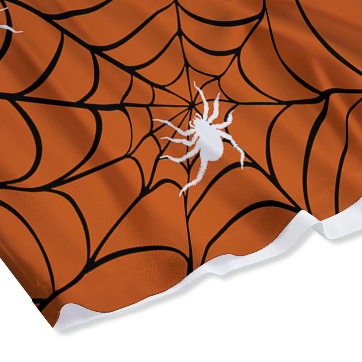 Spider Web Orange And Black Print Mesh Shorts - Image 4