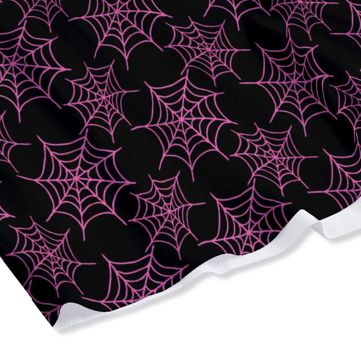 Spider Web Pink And Black Print Pattern Mesh Shorts - Image 4