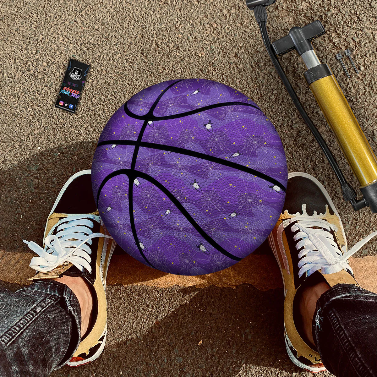 Spider Web Purple Print Pattern Basketball - Image 2