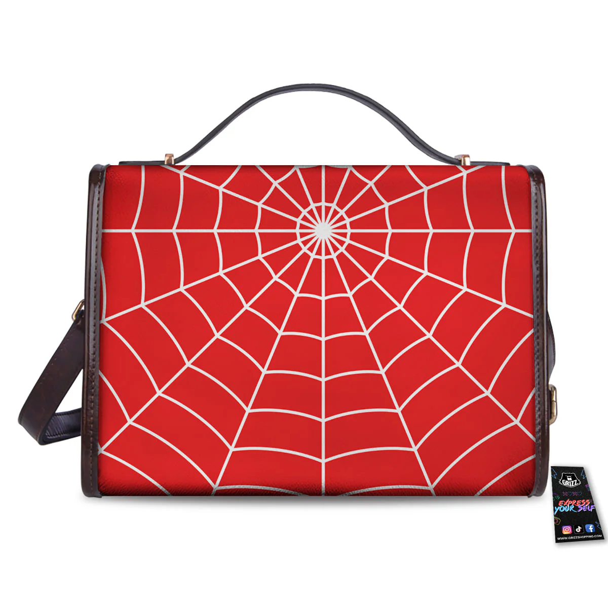 Spider Web Red Print Women's Satchel Bag - Image 2