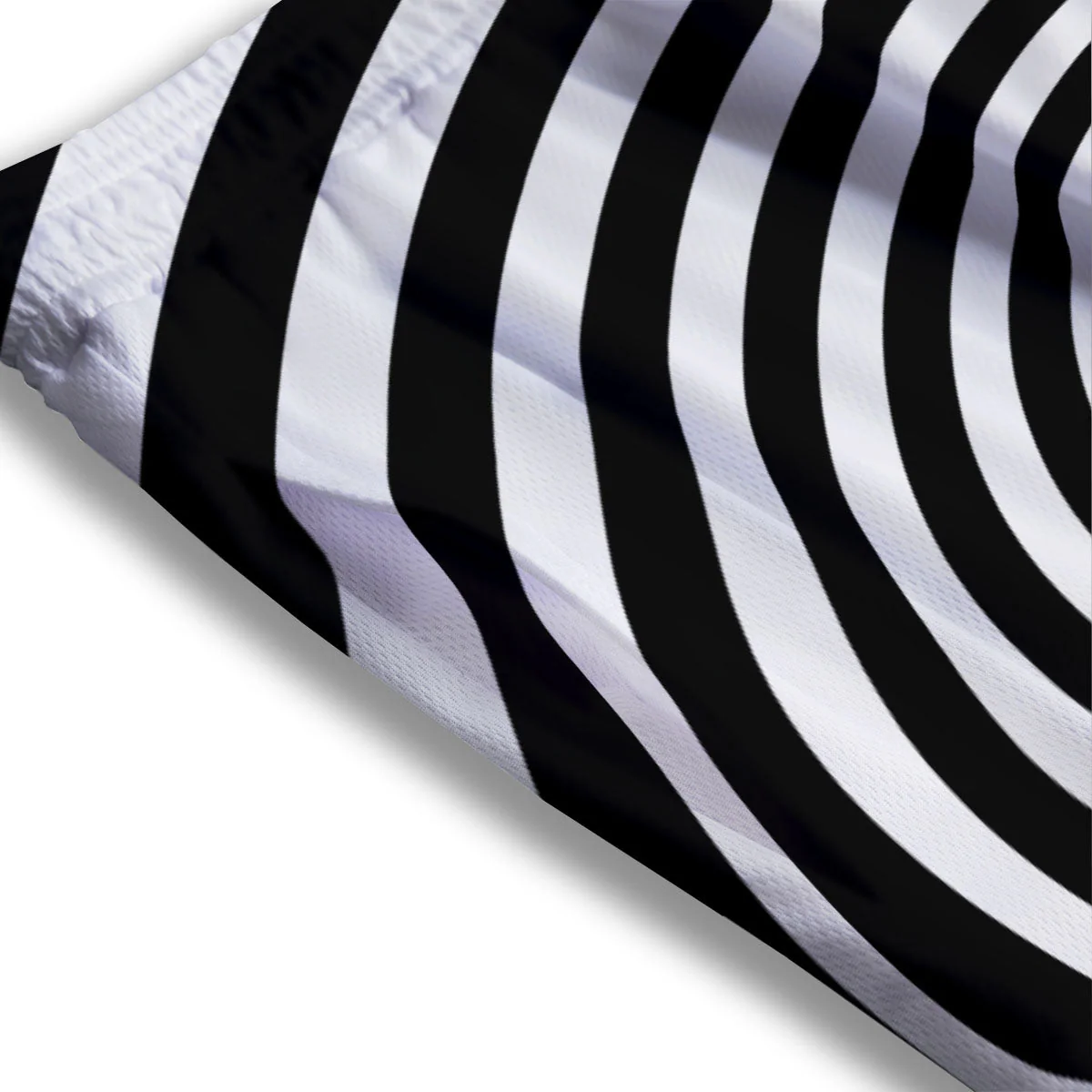 Spiral Illusion White And Black Print Mesh Shorts - Image 3