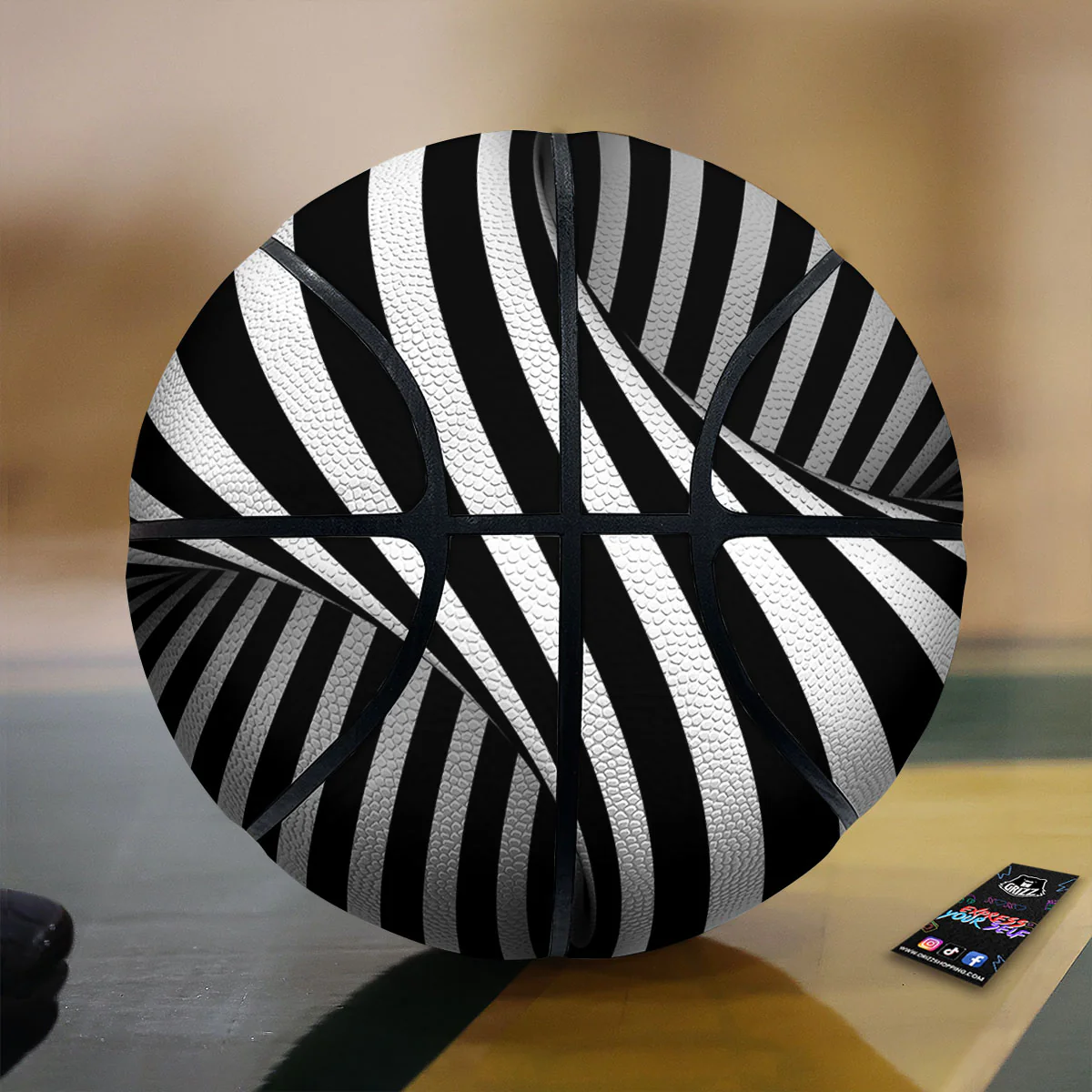 Spiral Twist Illusion White And Black Print Basketball