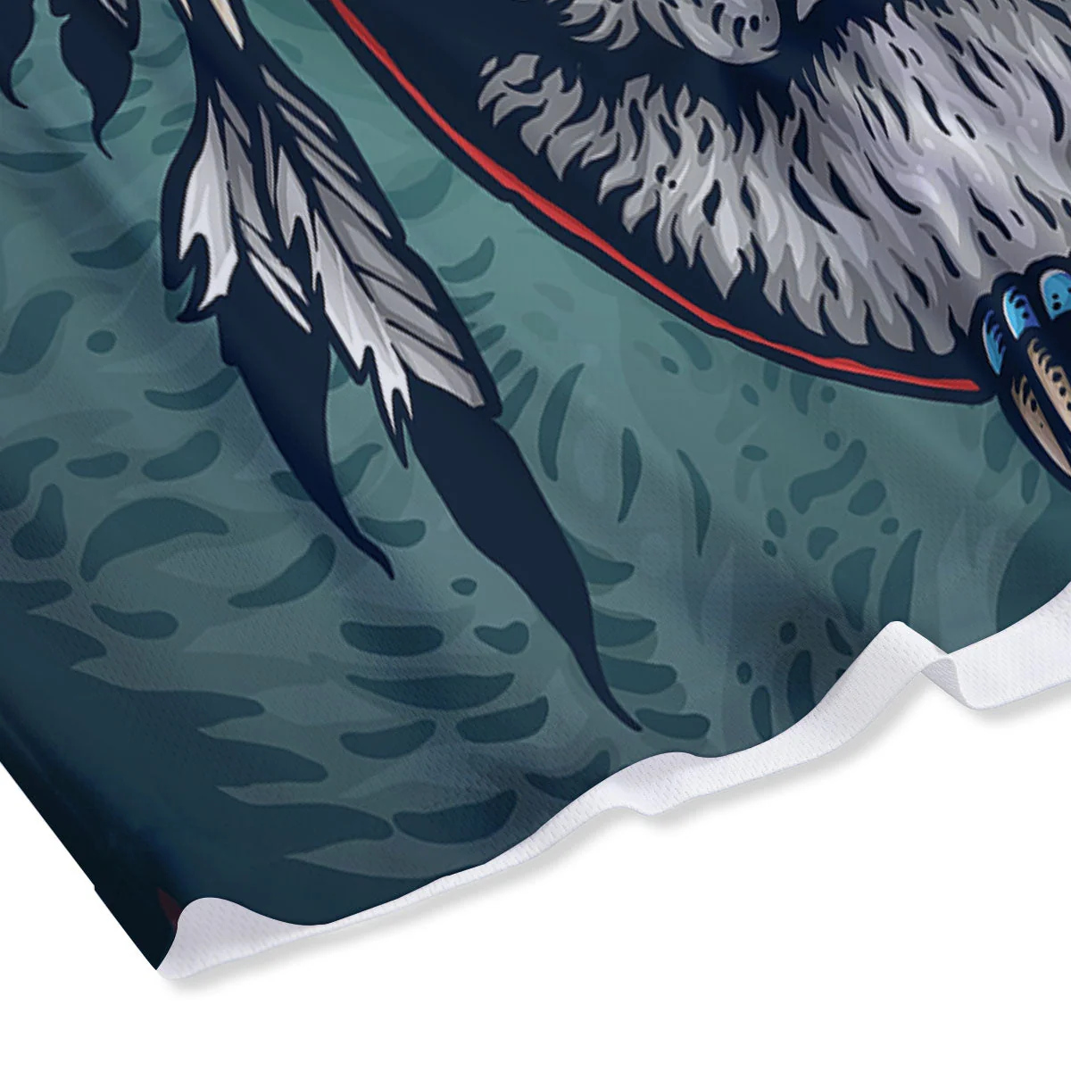 Spirit Animal Native American Wolf Print Mesh Shorts - Image 4