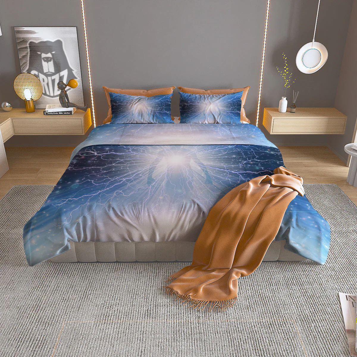 Spirit Blue Abstract Print Duvet Cover Bedding Set