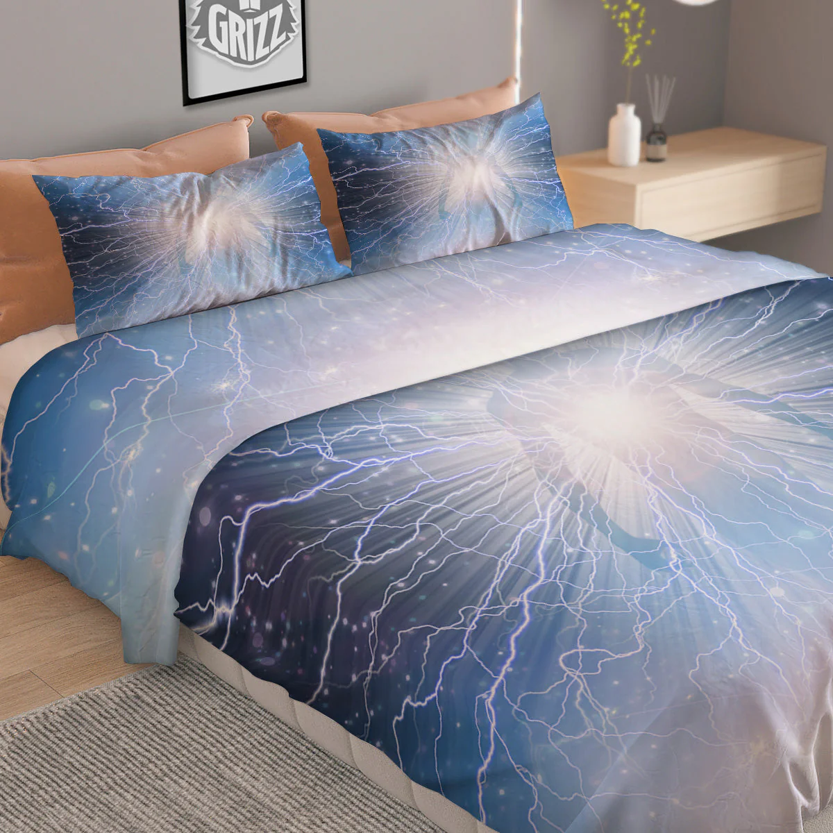 Spirit Blue Abstract Print Duvet Cover Bedding Set - Image 2