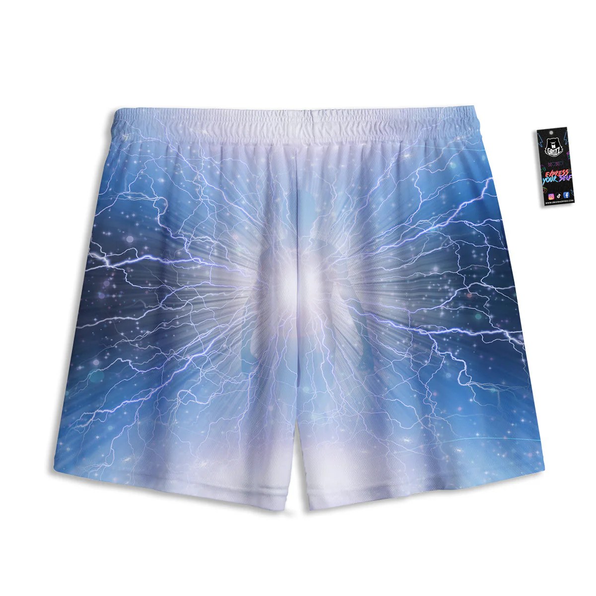 Spirit Blue Abstract Print Mesh Shorts - Image 2