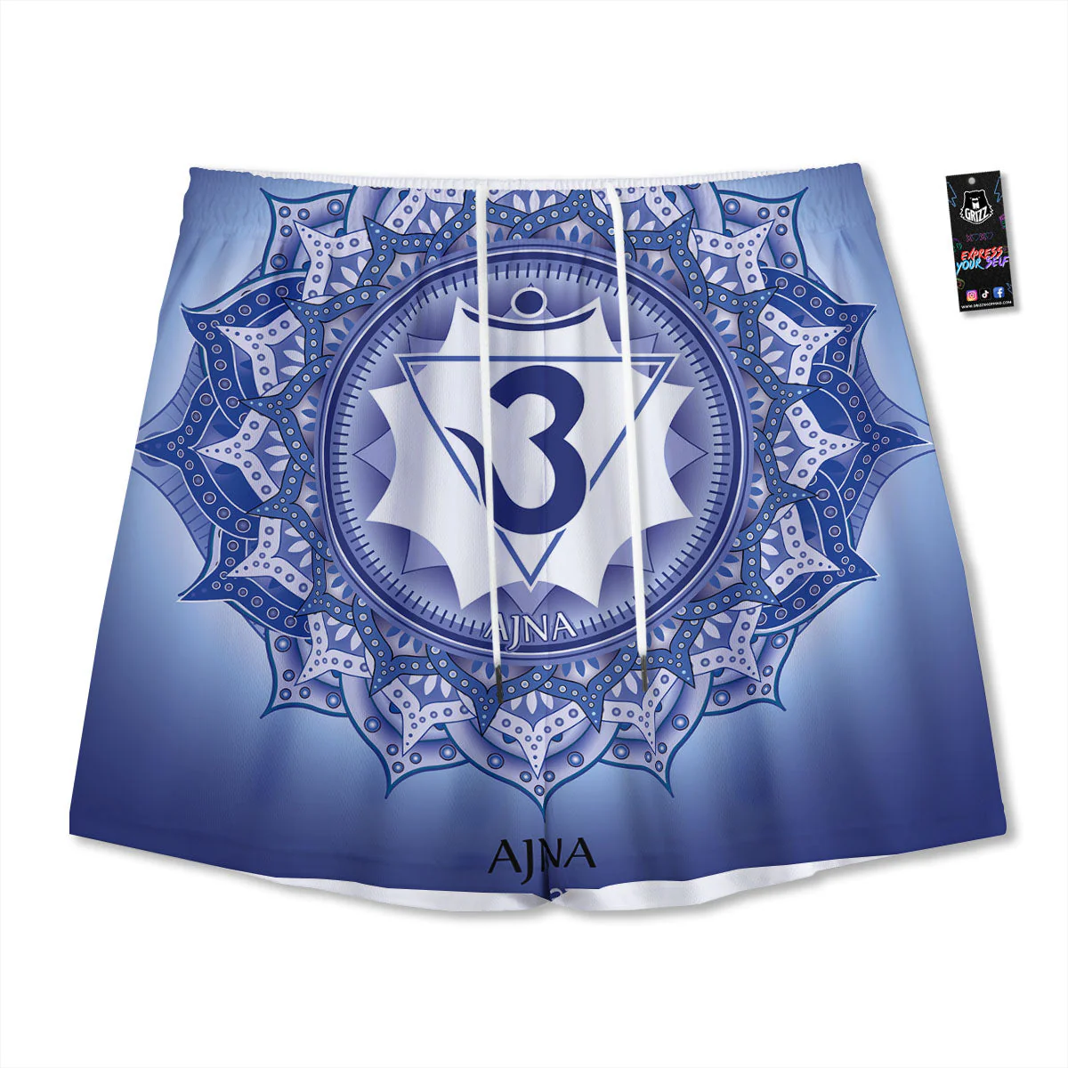Spiritual Ajna Chakra Print Mesh Shorts