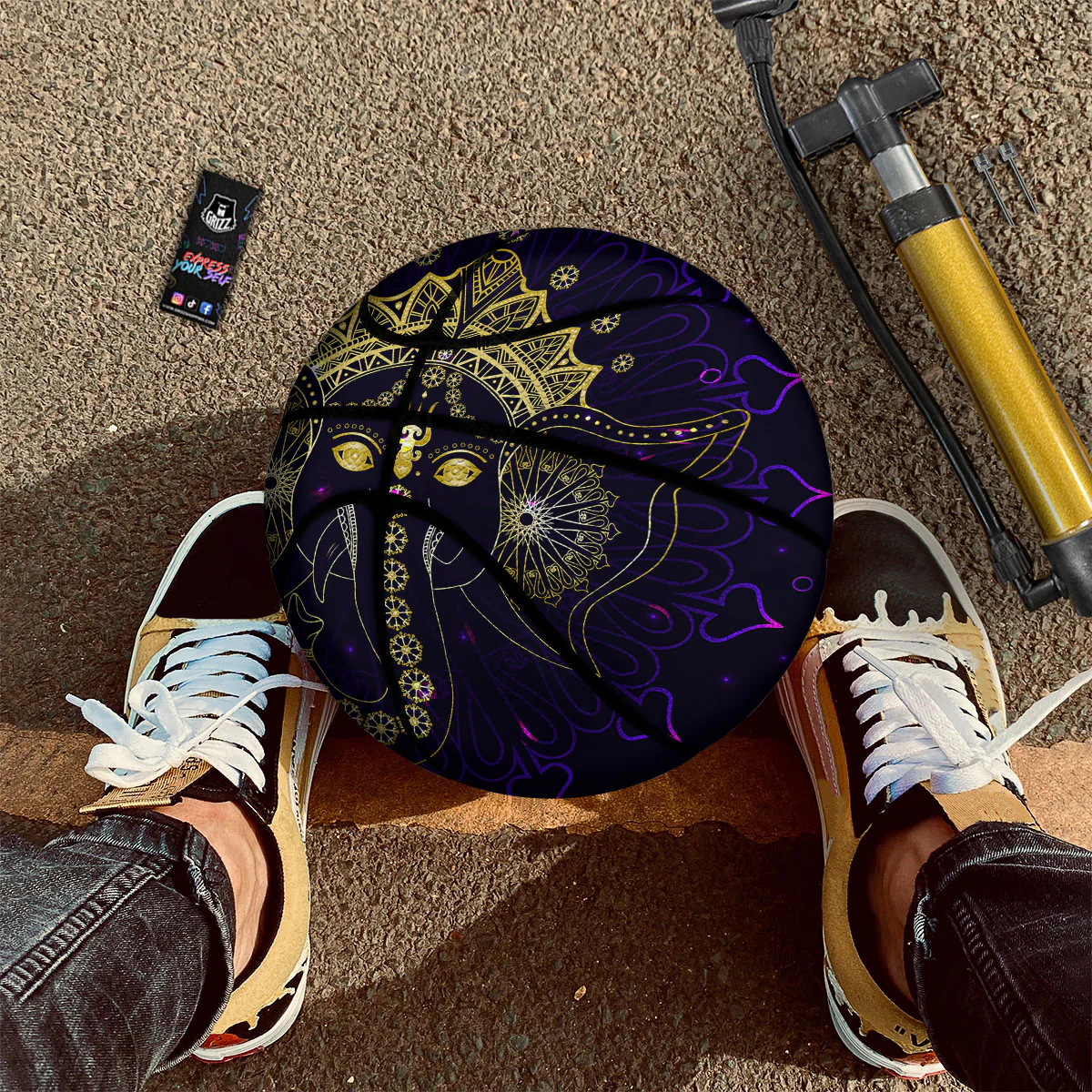 Spiritual Elephant Indian Tribal Print Basketball - Image 2