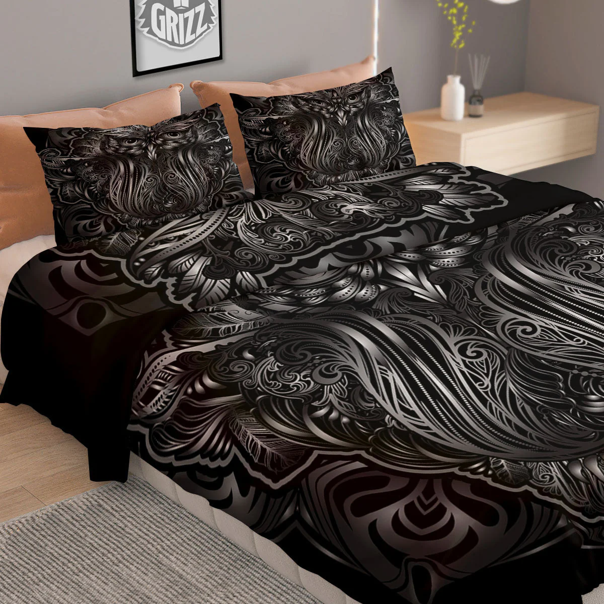 Spiritual Owl Sliver Print Duvet Cover Bedding Set - Image 2