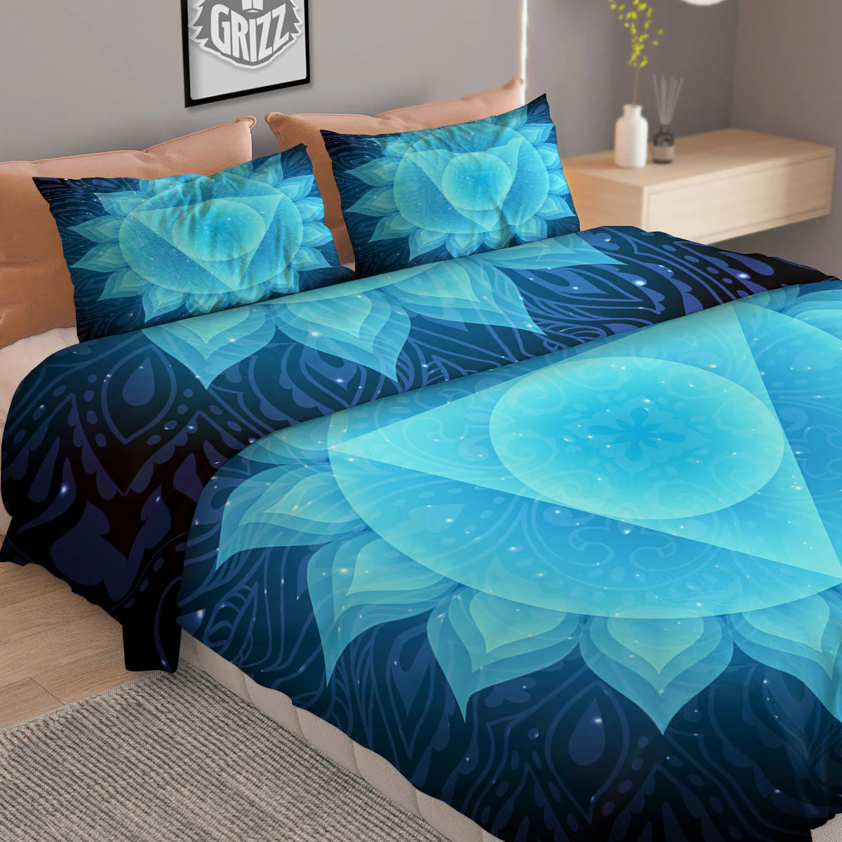Spiritual Vishuddha Chakra Print Duvet Cover Bedding Set - Image 2