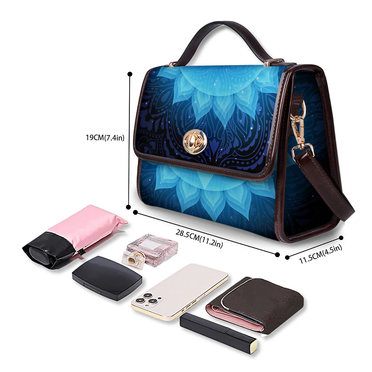 Spiritual Vishuddha Chakra Print Women's Satchel Bag - Image 4