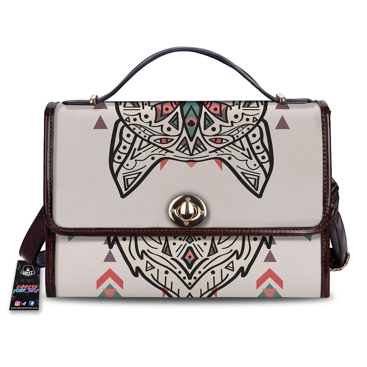 Spiritual Wolf Native American Print Women's Satchel Bag