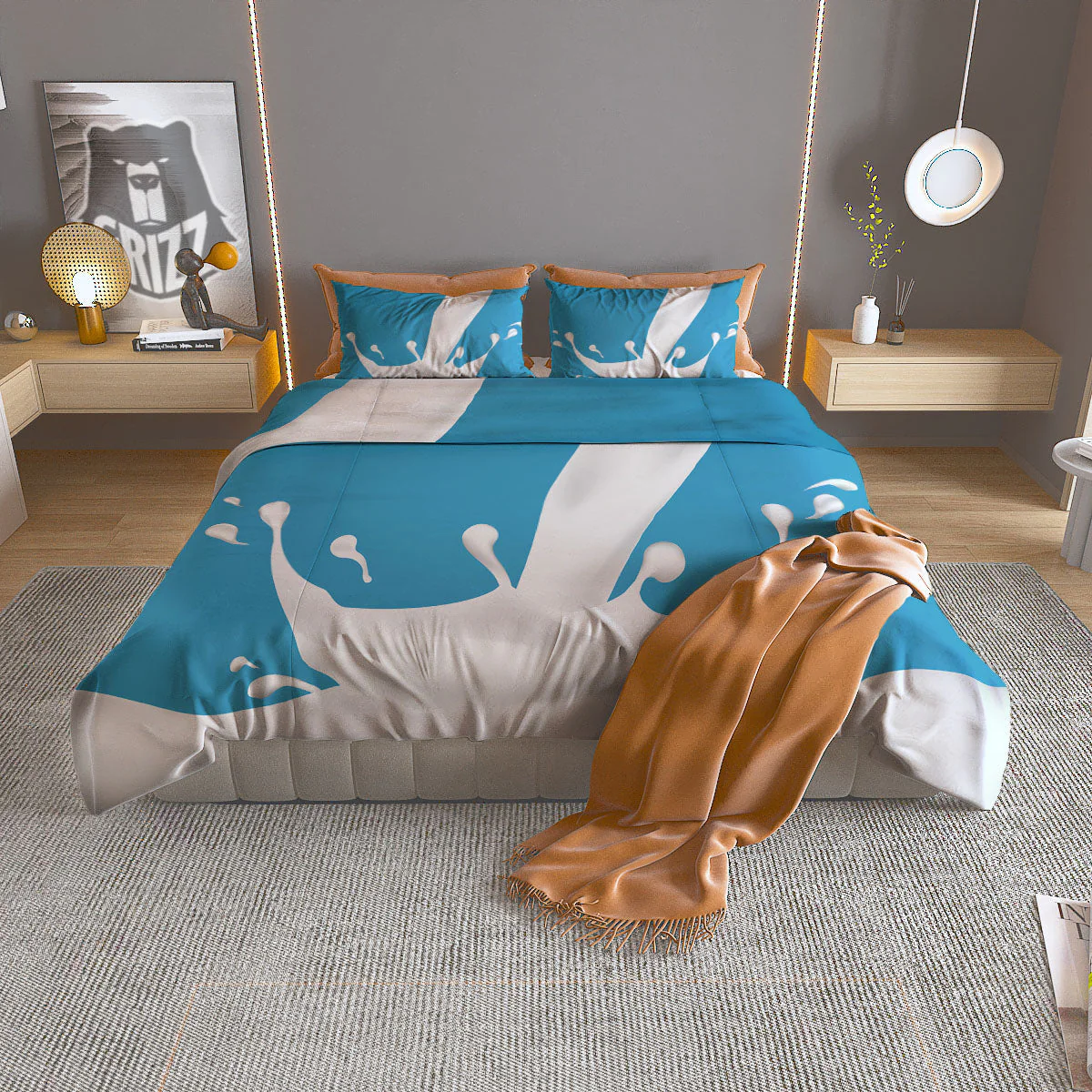 Splash Milk Print Duvet Cover Bedding Set