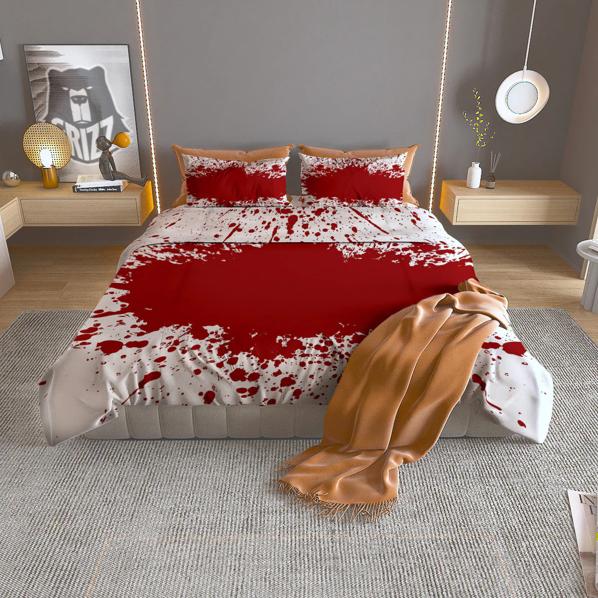 Splashed Blood Print Duvet Cover Bedding Set