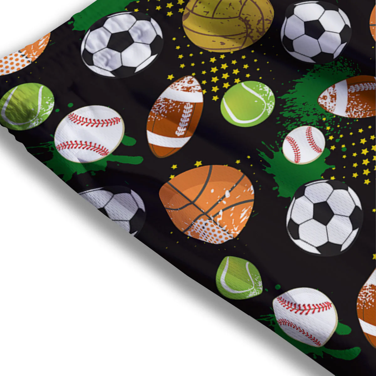 Sport Equipment Print Pattern Mesh Shorts - Image 3