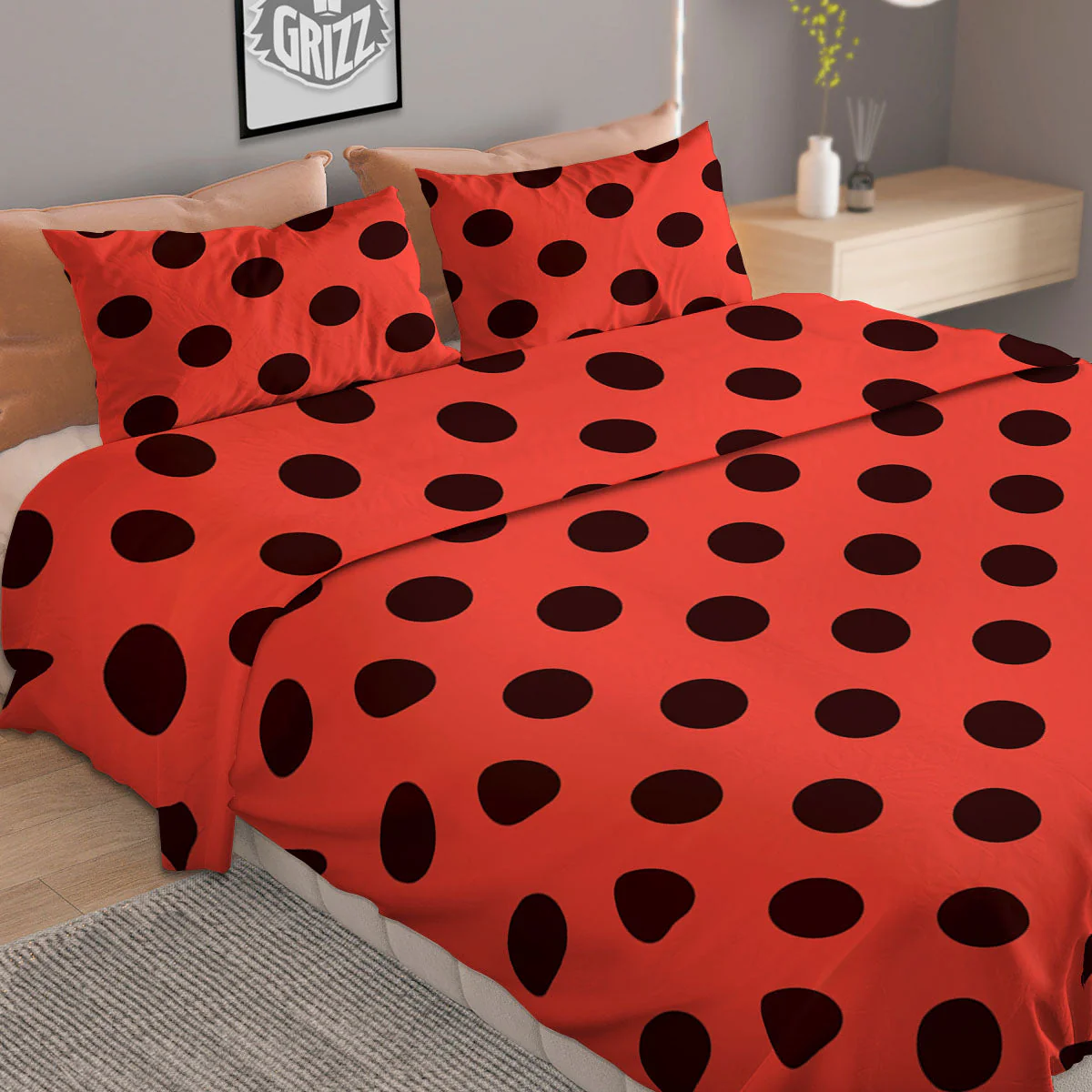 Spots Ladybug Print Pattern Duvet Cover Bedding Set - Image 2