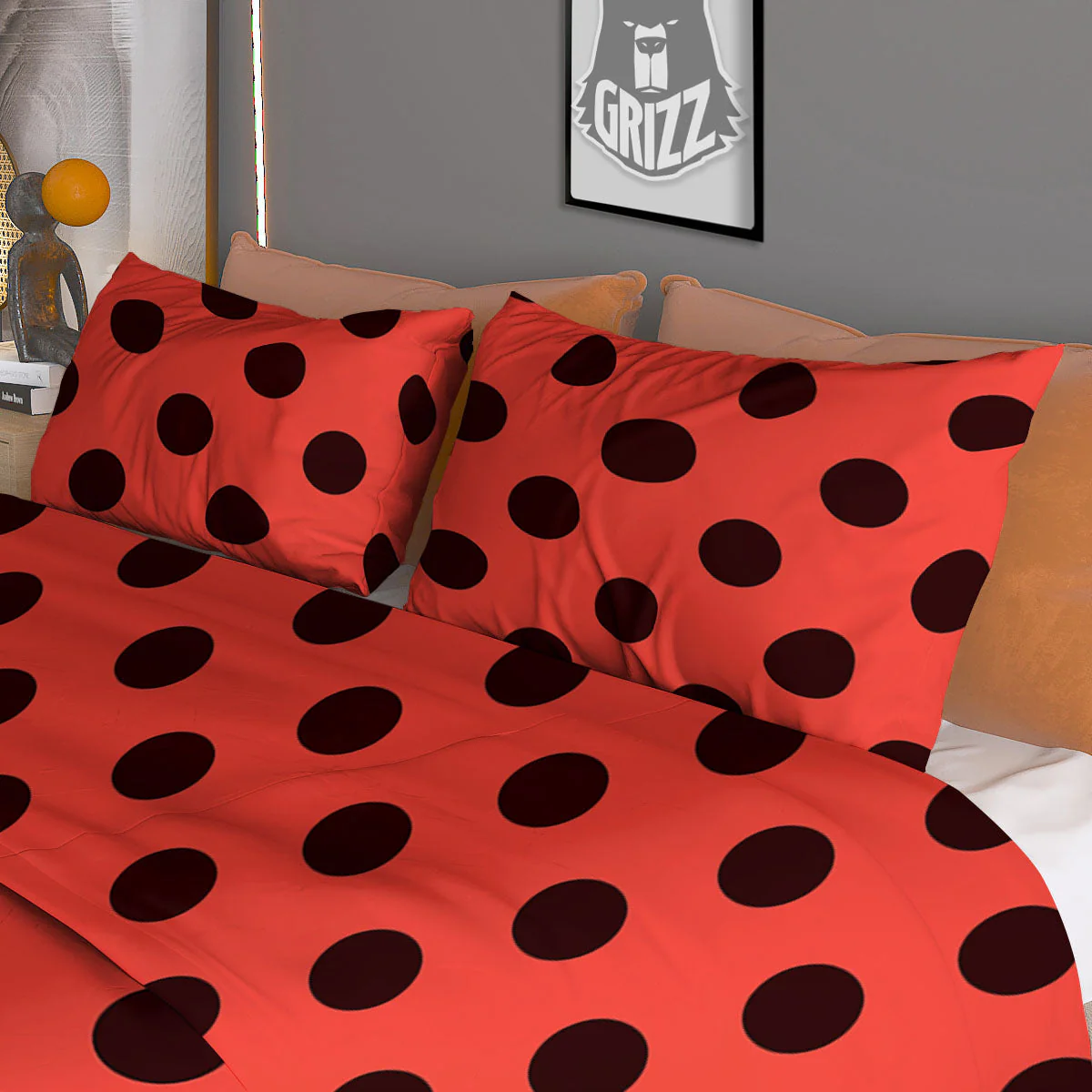 Spots Ladybug Print Pattern Duvet Cover Bedding Set - Image 3