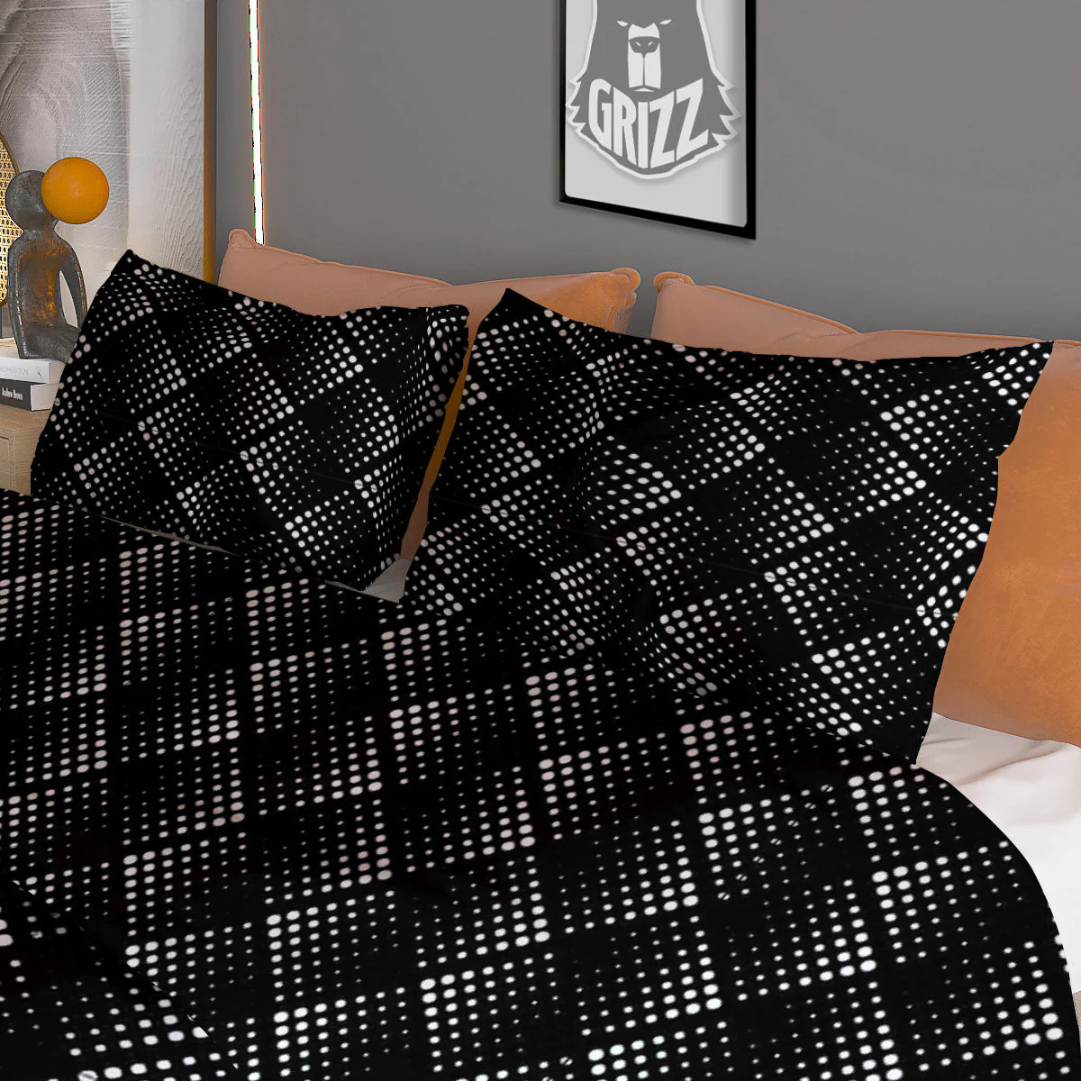 Square Dot Geometric Print Pattern Duvet Cover Bedding Set - Image 3