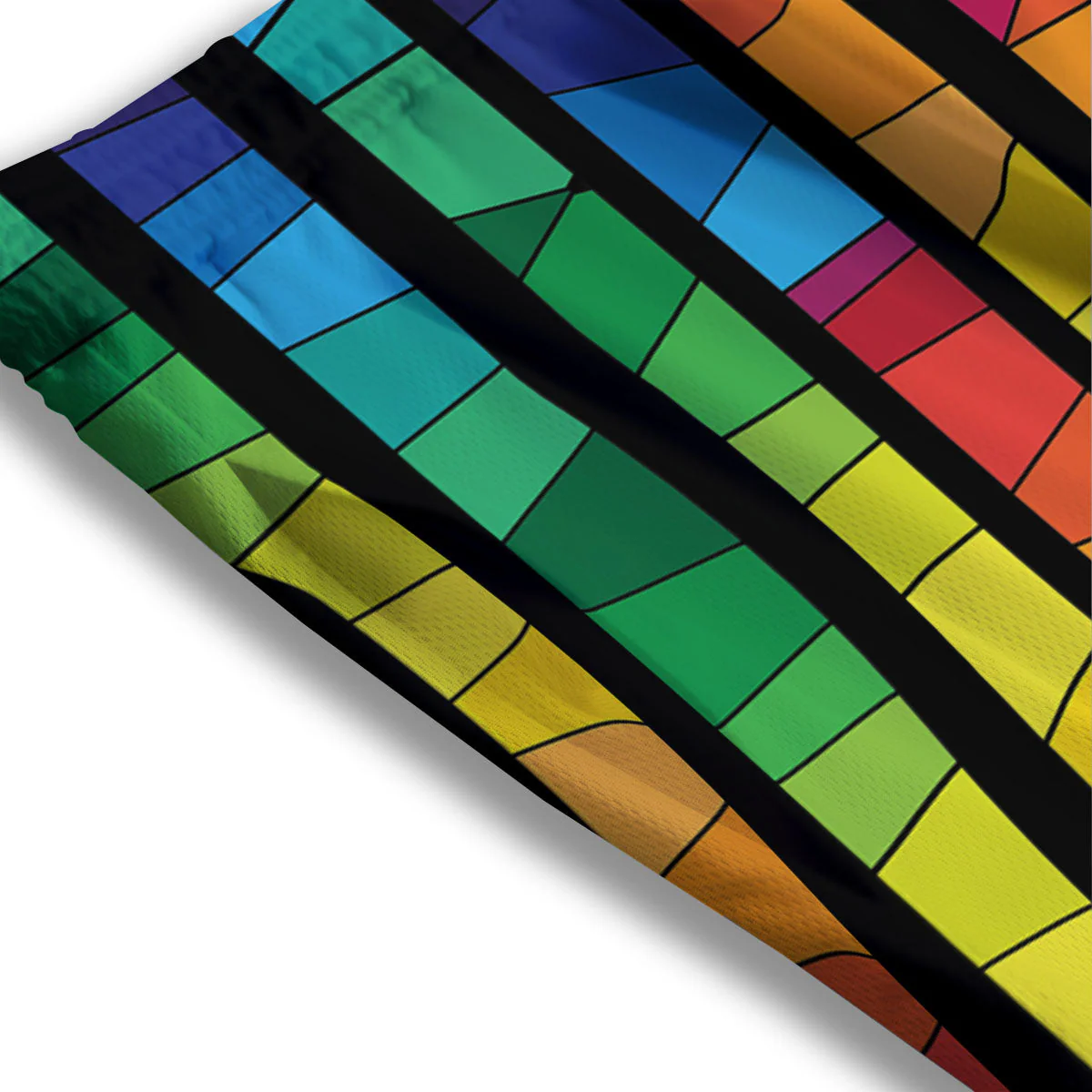 Square Stained Glass Mosaic Print Mesh Shorts - Image 3