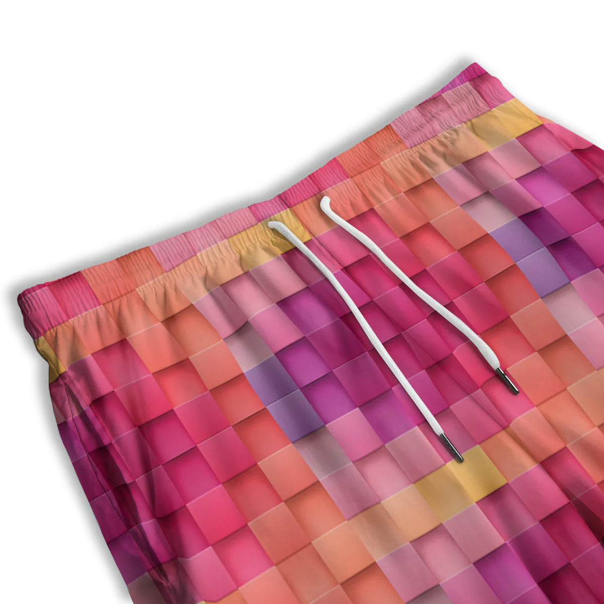 Square Tile 3D Colorful Print Pattern Men's Athletic Shorts - Image 3