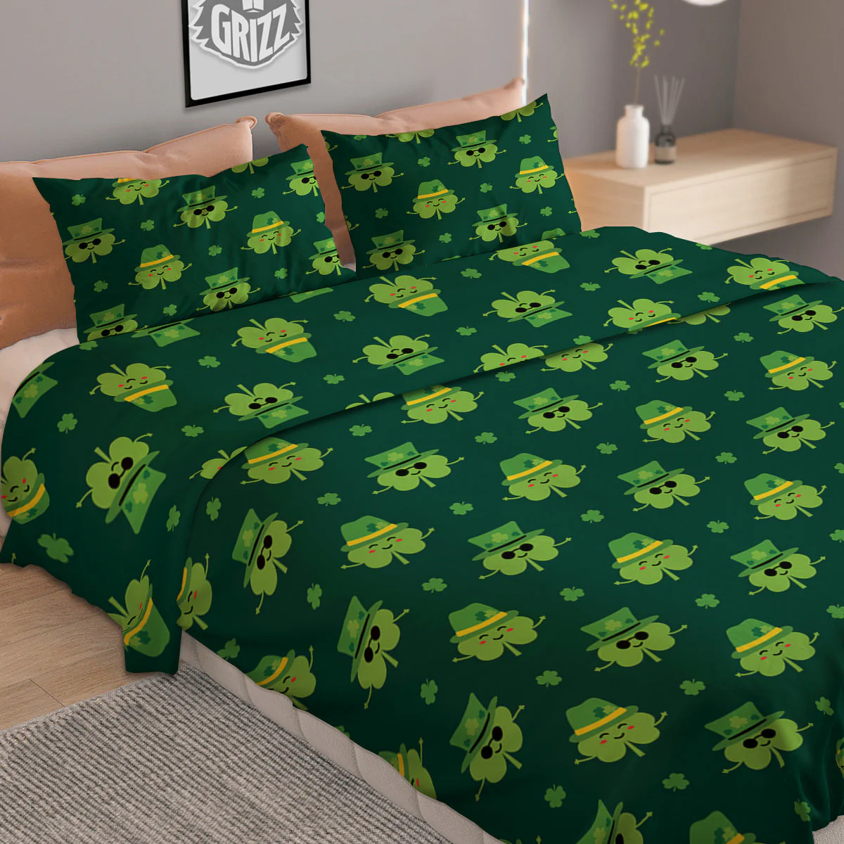 St. Patrick's Day Cute Print Pattern Duvet Cover Bedding Set - Image 2