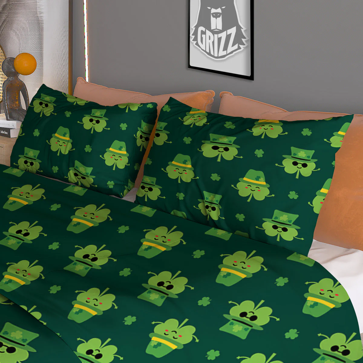 St. Patrick's Day Cute Print Pattern Duvet Cover Bedding Set - Image 3