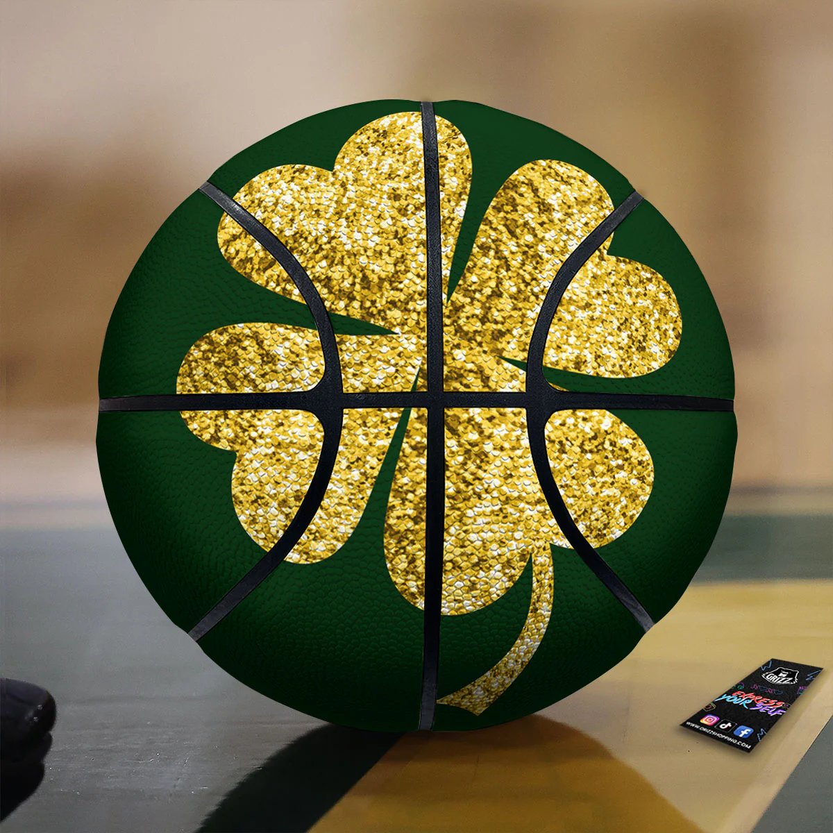 St. Patrick's Day Gold Clover Print Basketball