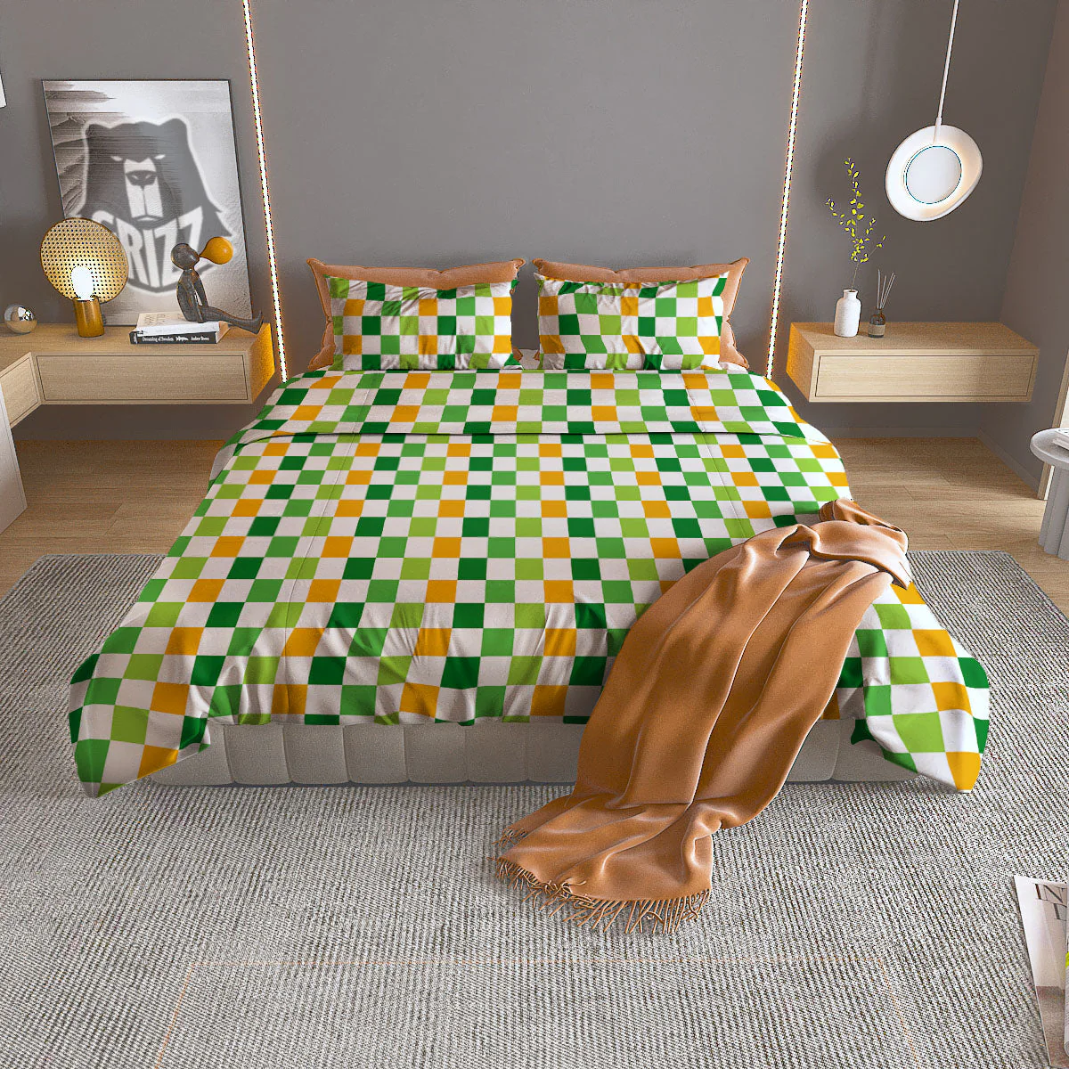 St. Patrick's Day Irish Checkered Print Duvet Cover Bedding Set