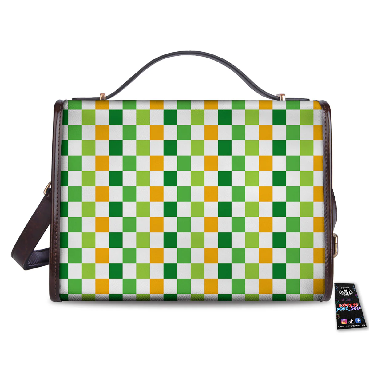 St. Patrick's Day Irish Checkered Print Women's Satchel Bag - Image 2